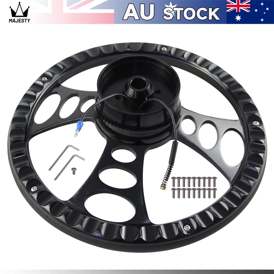 14" 9-Bolt Chrome W/Half Wrap PVC Steering Wheel + Adapter For Chevy GM Cadillac - image 4 of 4