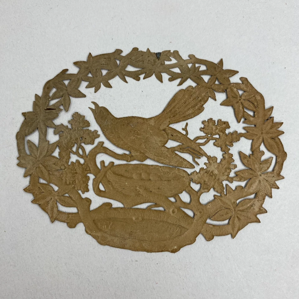 Nido de pájaro Robin troquelado etiqueta de tela textil Dresden década de 1800 No. 240 - 20 yardas Foto 4 de 4