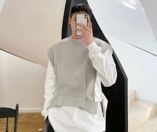 Mens Fashion Kniting Vest Winter Youth Loose Round Collar Sleeveless Casual Tops - Bild 2 von 11