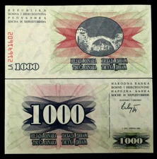  Bosnia & Herzegovina 1000 Dinara Banknote World Paper Money UNC Bill Note