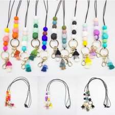 Silicone Bead Lanyard Necklace Keychain Clip ID Badge Holder Nurse Teacher Gifts