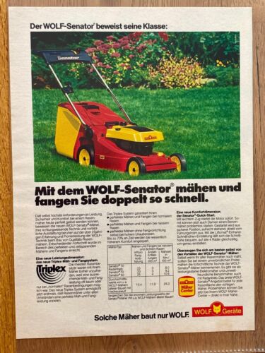 Wolf Senator Rasenmäher Original 1982 Vintage Advert Werbung Reklame - Bild 1 von 1