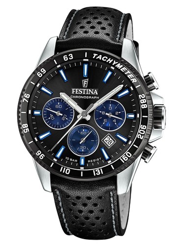 FESTINA Herren-Armbanduhr Chronograph Schwarz/Blau Chrono F20561/6