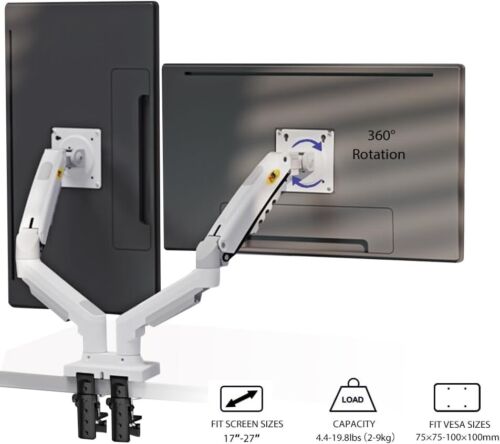 Dual Monitor Desk Mount Stand Full Motion Swivel Arm Fits 2 x 32" Monitors - Picture 4 of 6