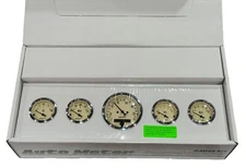 Auto Meter 1809-M Antique Beige 5-Piece Gauge Kit w/Electric Speedometer Km/H