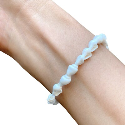 Hawaiian Handmade Elastic White Nasa Shell Bracelet from  display picture 1