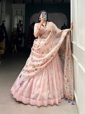 Exclusive Gold Crush Light Pink Color Lehenga Choli With Fancy Dupatta For Women