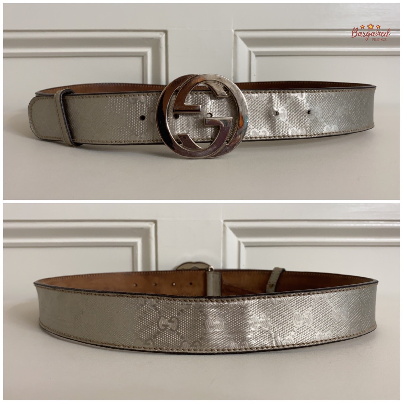 Authentic Gucci Silver Imprime Monogram Leather I… - image 5