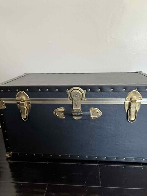 Mercury Luggage Vintage BLACK & BRASS Trunk / Storage Trunk