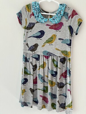 Mini Boden Girls Bird Dress Sequin Peter Pan Collar - 3 - 4Y | eBay