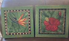 Bird of Paradise/Hibiscus Trivet wall art.  Centrum Aloha collection