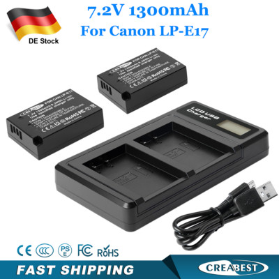 2Pack LP-E17 Akku+Ladegerät Für Canon M6 Mark II SL2 SL3 X9i 250D 750D 760D 200D