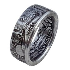 925 Sterling Silver Ring Vintage Morgan Silver Dollar Coin Design Ring Americ...