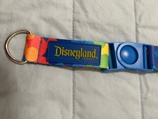 Disneyland Resort Rainbow Mickey Ears Pin Badge Lanyard Great/Clean Condition