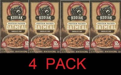 Kodiak Chocolate Chip Protein Oatmeal 6 Packets in 1 Box - 10.58 oz Box - 4 PACK