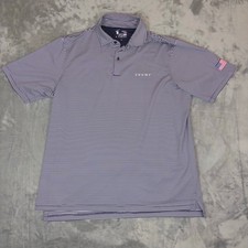 FG Tech Trump Golf Polo Men XL Blue White Striped USA Flag Short Sleeve Shirt