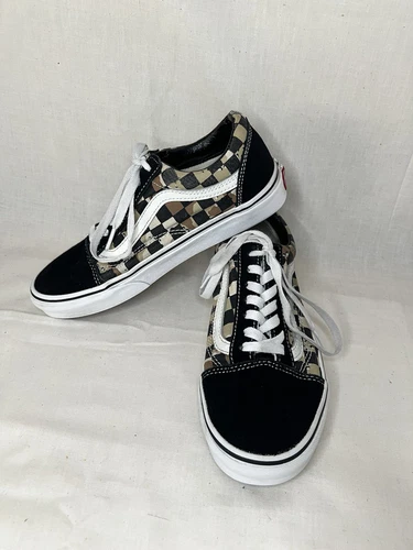 Scarpe basse Vans nere scamosciate mimetiche a scacchi Oldol Skooliche classiche string ta 6M5w