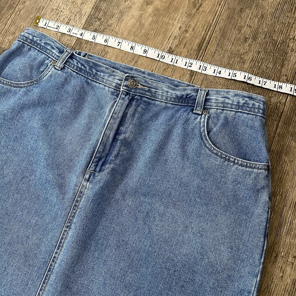 Falda vaquera CJ Banks para mujer talla 14 W azul jean larga modesta maxi abertura trasera 35x34 Foto 3 de 4