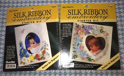 Lot 2 different sealed starter kits SILK RIBBON EMBROIDERY picture frames
