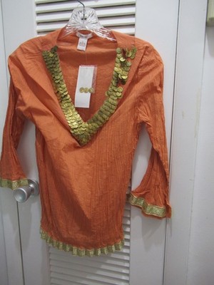 Sugar Lips Orange/ Gold Beaded Top New Never Worn tags attached Size Small! WOW