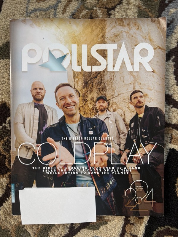 COLDPLAY Pollstar Magazine music band RARE industry address label