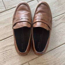 Ecco Penny Loafers Men 8-8.5 Lite Shoes Brown Leather Comfort Slip On Loafers