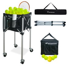 Portable Tennis Ball Hopper Tennis Ball Basket with Wheels Basket Hold Up to 160