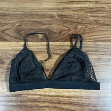 Commando Butter + Lace Triangle Bralette Womens Size Small Black