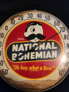 Vintage National Bohemian Beer Thermometer Sign Baltimore Natty Boh Works 12x12"