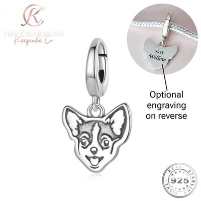 Chihuahua Dog Charm Silver S 925 Engraved