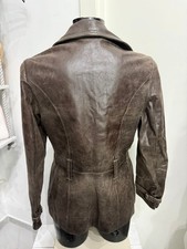 Manteau Veste En Cuir Véritable LIST Taille 44 Camel - Fourrure - Vintage Italien - Occasion Très Bon état