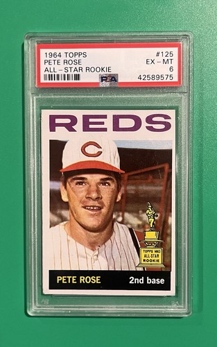 1964 Topps #125 Pete Rose RC PSA Graded 6 - EX/NM Vintage Baseball Card