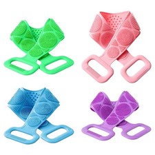 1pc Back Scrubber for Shower, Silicone Exfoliating Bath Body Brush with Handles
