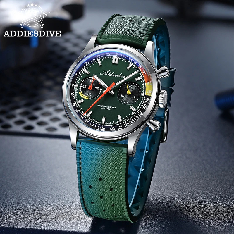 ADDIESDIVE AD2529 Quartz Watch 38MM VK64 Chronograph Fluororubber