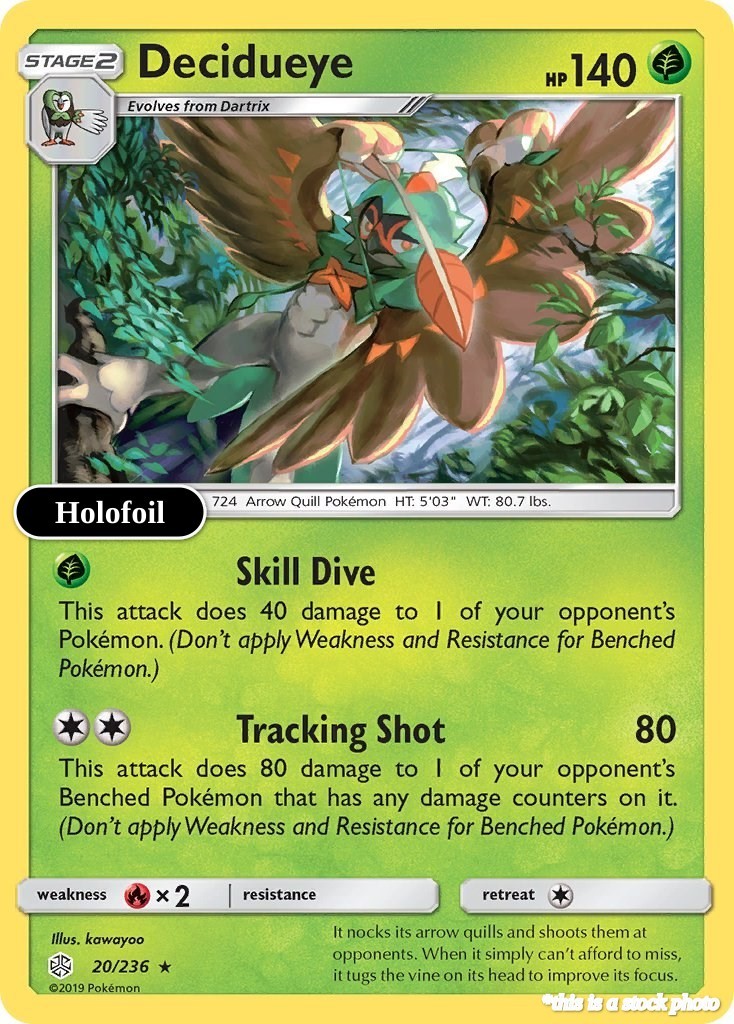 Decidueye SM12 20/236 Pokémon SM - Cosmic Eclipse Holo Rare Holofoil EN NM