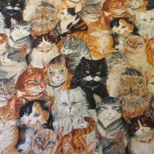 Cotton Cats Allover Animals Kittens Kitties Fabric Print 18" x 36" craft quilt