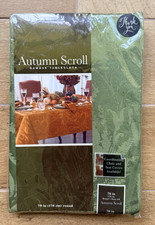 Fall Autumn Scroll Tablecloth Damask Fern Green 70 Round Tablecloth New Sealed