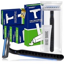 60 Pack Disposable Razors Shaving Cream Bulk for Men Homeless Supplies, Trave...