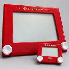 Etch A Sketch Lot of 2 Classic Large Mini 60th Anniversary Red Drawing Toys