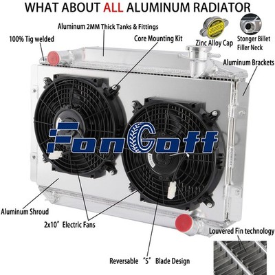 4-Row Aluminum Radiator+Shroud Fan Fit 1955-1960 Chevy Corvette 350 V8 4.6L MT