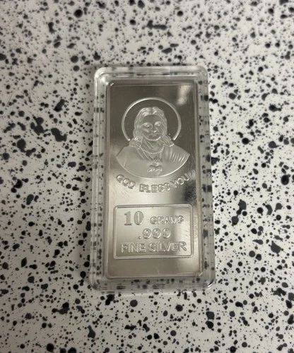 10 Gram .999 Fine Silver Bullion Bar with God Bless You Jesus Imprint