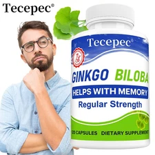 Organic Ginkgo Biloba 500mg Supplement Supports Memory Concentration Capsules