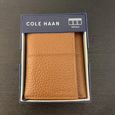 Cole Haan Genuine Leather Trifold Wallet – Cognac NWT