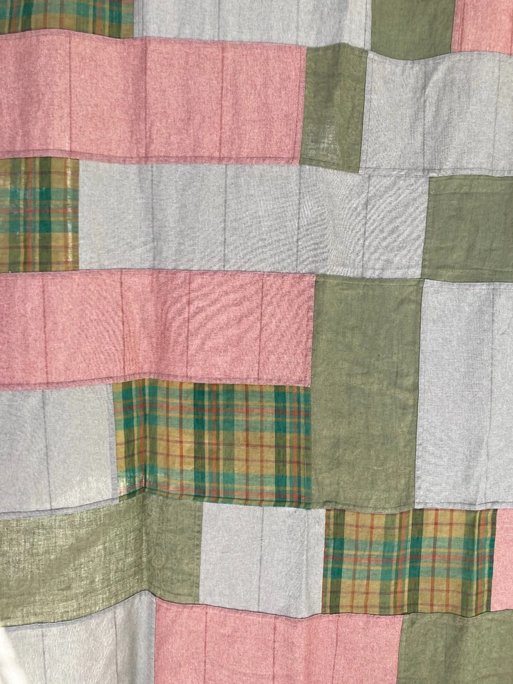 Cortina Boho 57" x 84" Hecho a Mano Panel Patchwork Tie-Top 100% Algodón Foto 2 de 4