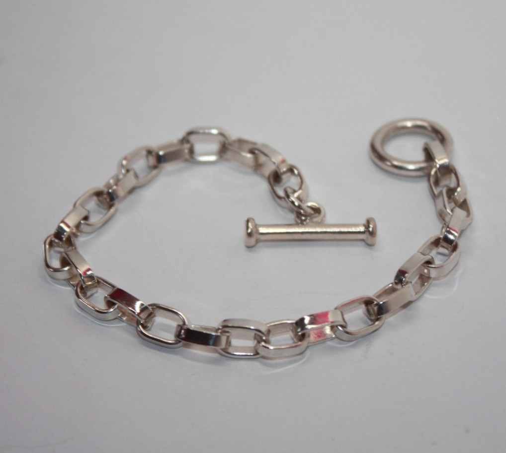 Sterling Silver Classic Chain Link Toggle Bracele… - image 3