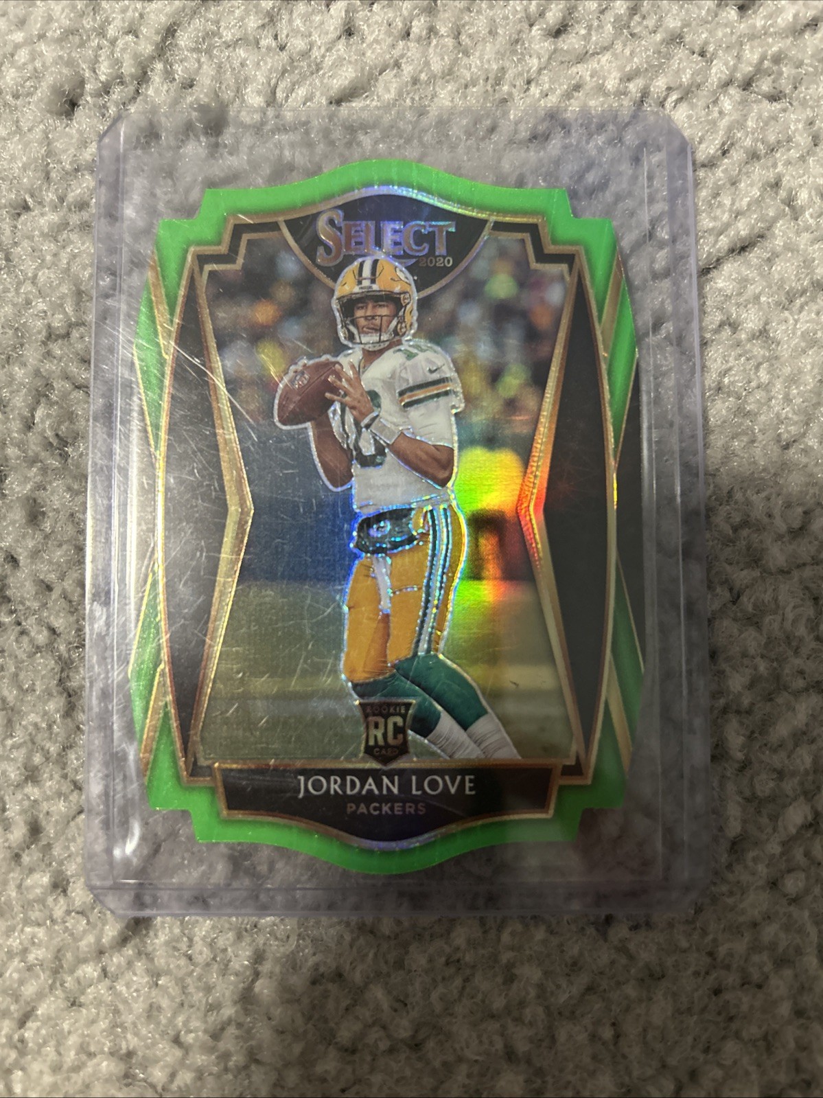 Jordan Love 2020 PANINI SELECT NEON GREEN PRIZM PREMIER LEVEL DIE CUT RC ROOKIE