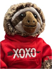 Dan Dee Sloth 18 Inch Red Sweatshirt Plush Stuffed Animal Soft Toy XOXO