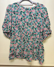 Women’s Marks & Spencer Multicolour Floral Round Neck Puff 3/4 Blouse - size 16