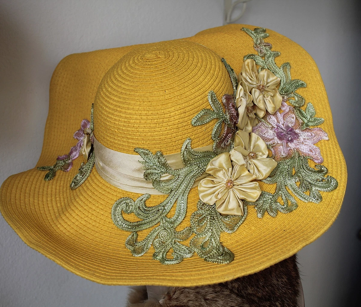 Yellow Vintage Wide Brim Hats for Women for sale | eBay display picture 1