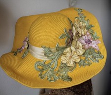 Kentucky Derby Formal Statement Couture Wide Brim Hat with Flowers